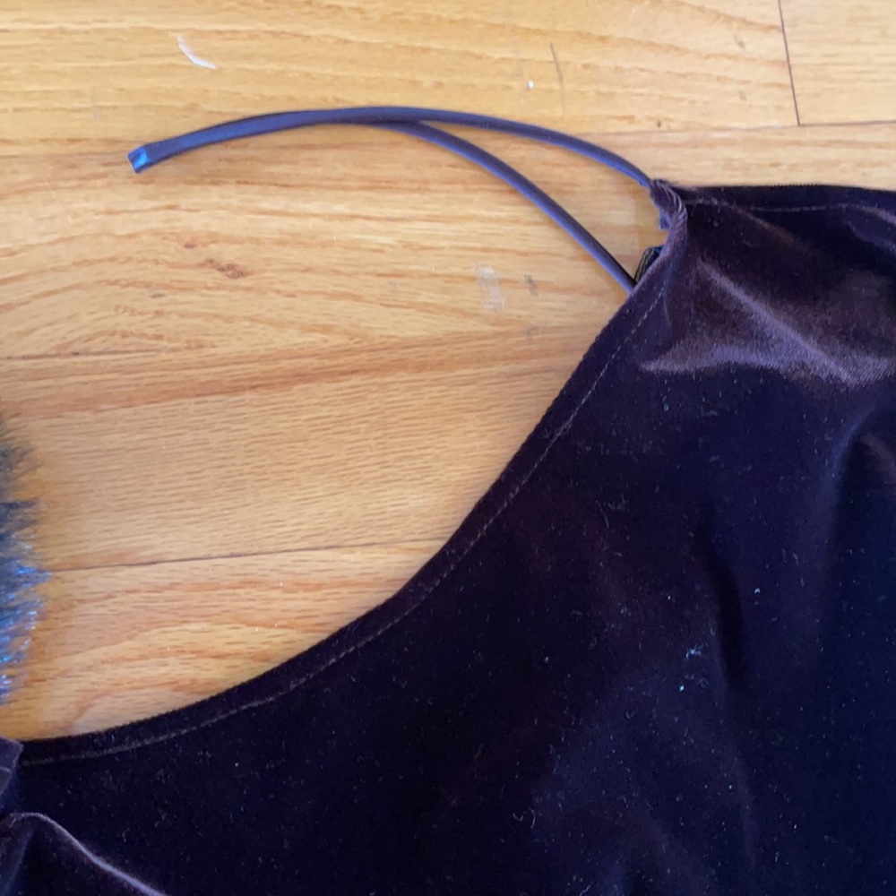 Size 14 Lightweight brown velvet maxi gown. Spaghetti straps w/faux fur Bolero - Picture 2 of 6